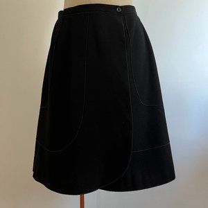Hervé Bernard - Black Wool Wrap Midi Skirt